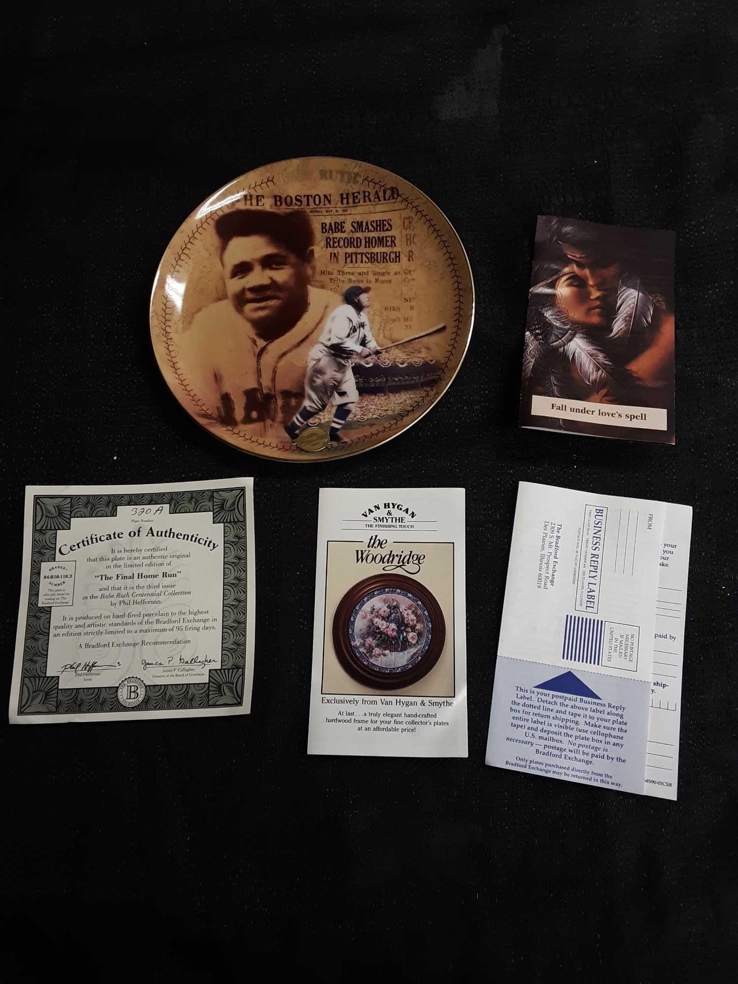 Babe Ruth the final home run plate, CY Young the perfect game plate, Ty Cobb the Georgia Peach plate