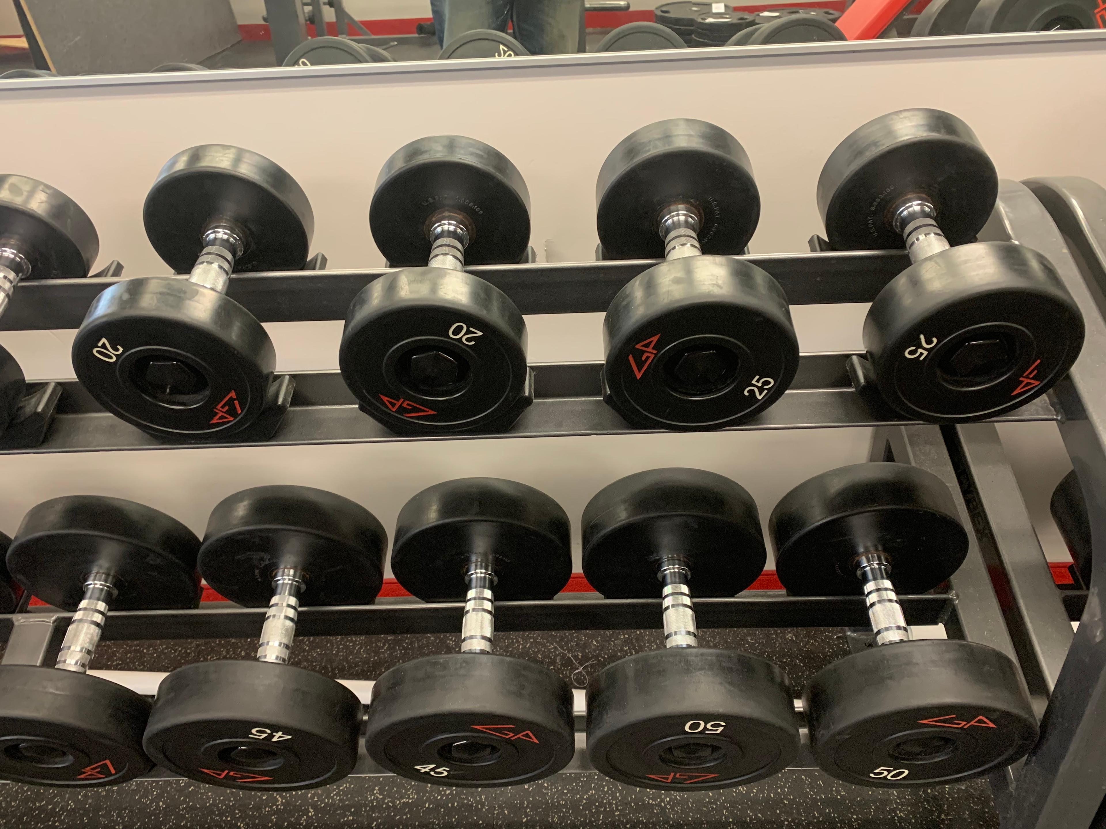 GP Rubber barbell Set 5lbs to 50lbs rack included