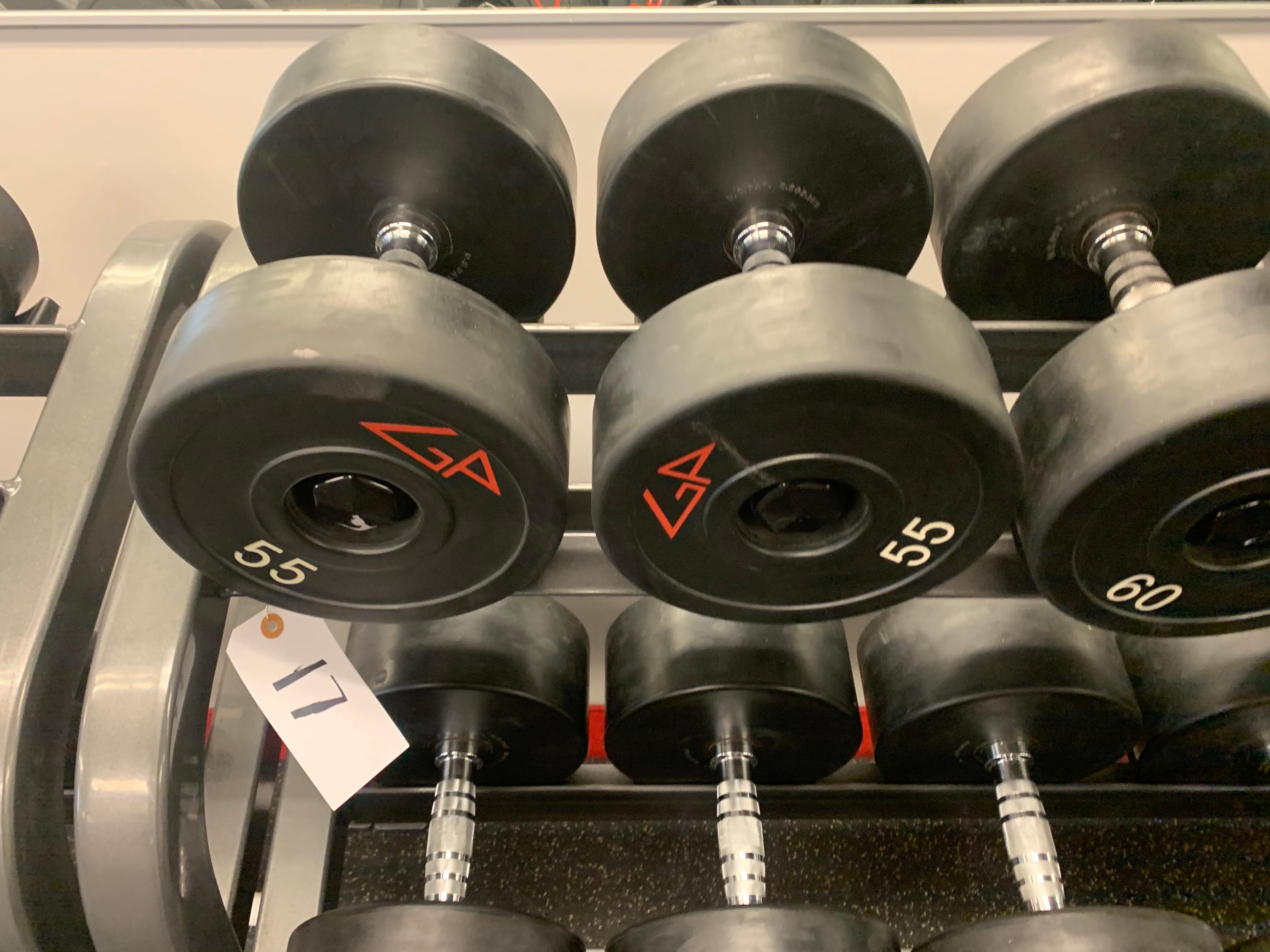 GP Rubber coated Barbell Set 55lbs to 100 lbs rack included