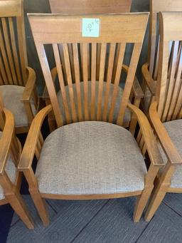 6x-Tan padded wood Arm chairs nice clean shape