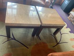 2x-30x30 Coffee Tables wood base with marble tops