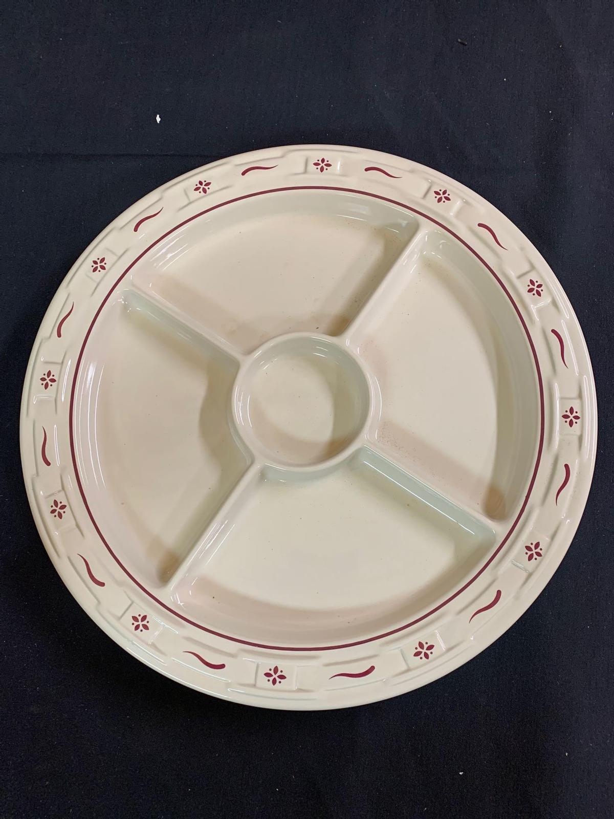 Traditional red divided relish plate