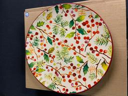 2 holly berry plates