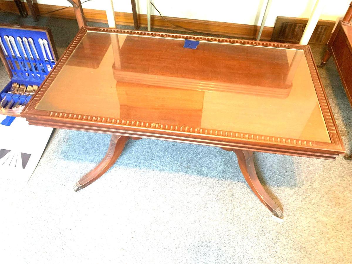 Clawfoot coffee table with glass very nice original condition