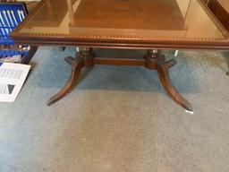 Clawfoot coffee table with glass very nice original condition