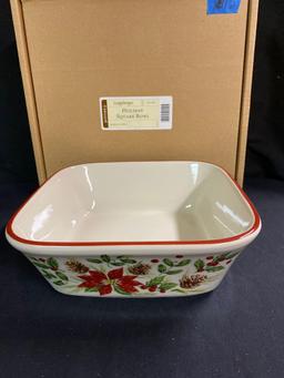 Natures garland holiday square bowl