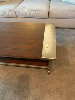 Nice coffee table on rollers metal edge 4x2