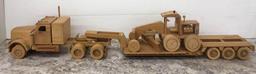 HiLoader and LowBoy Truck and Trailer handmade out of wood