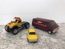 ERTL purple Die-Cast Van, TONKA truck, and TONKA action yellow car