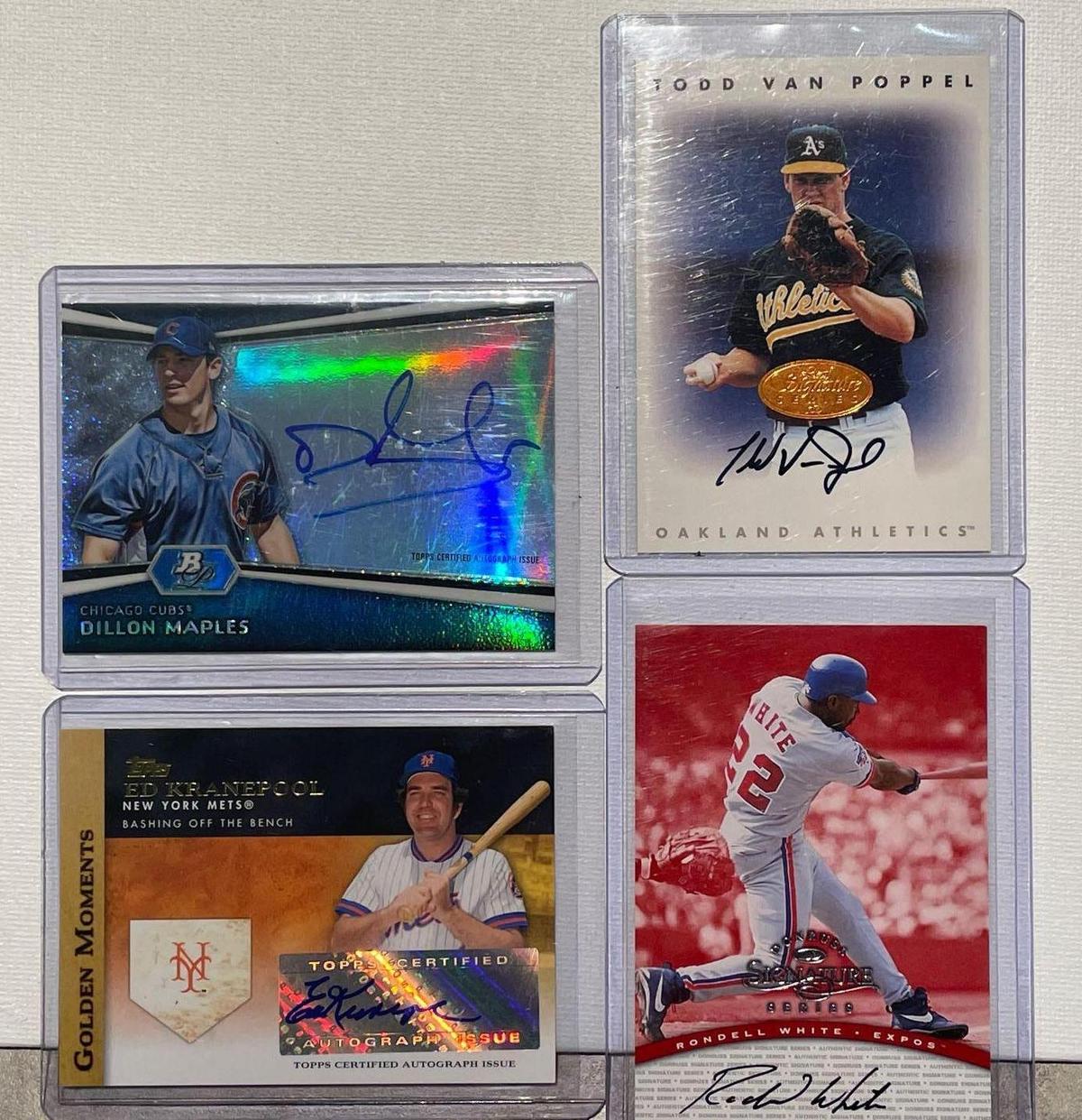 4x-Maples, Kranepool, Van Poppel, and White autographed cards