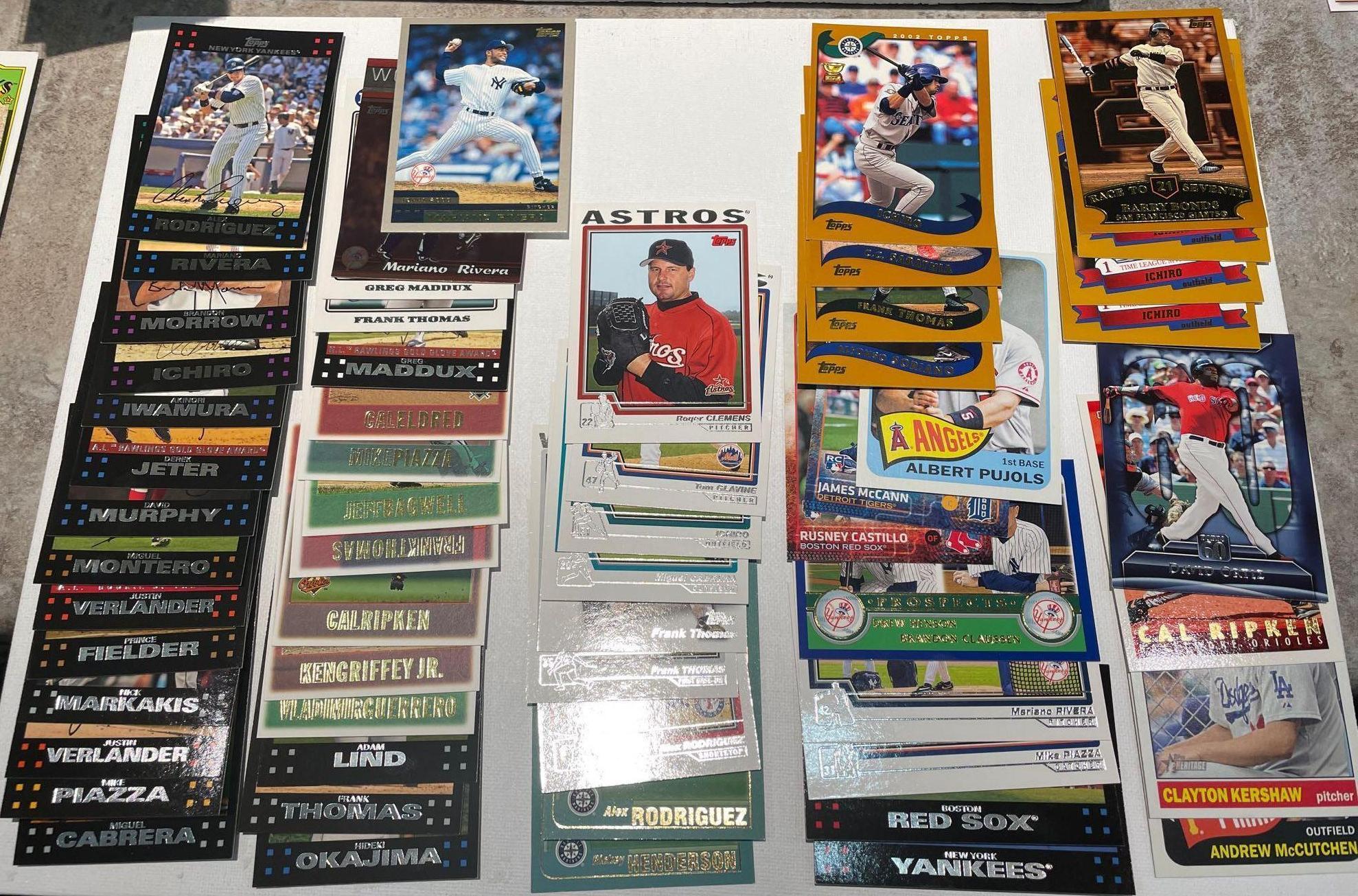 Lot of baseball cards Rodriguez, piazza, Thomas, Griffey, Clemens, Kershaw plus