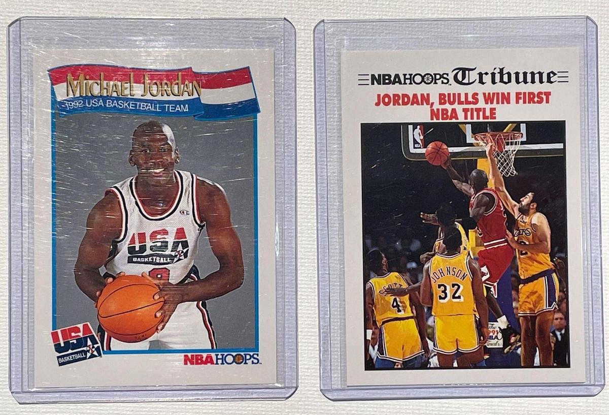 2x-1991 NBA Hoops Jordan USA and bulls Jordan card