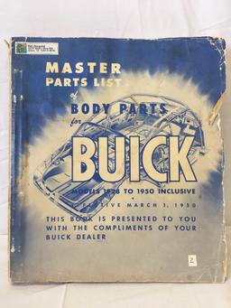 Master parts list of body for Buick models 1928-1950