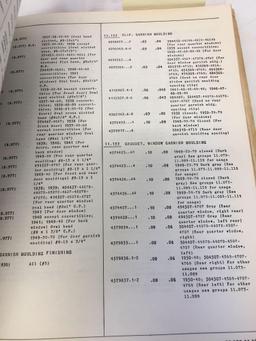 Master parts list of body for Buick models 1928-1950