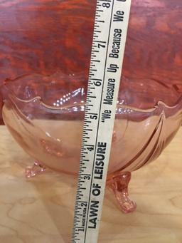 Vintage Pink Depression Glass Serving Bowl 8?