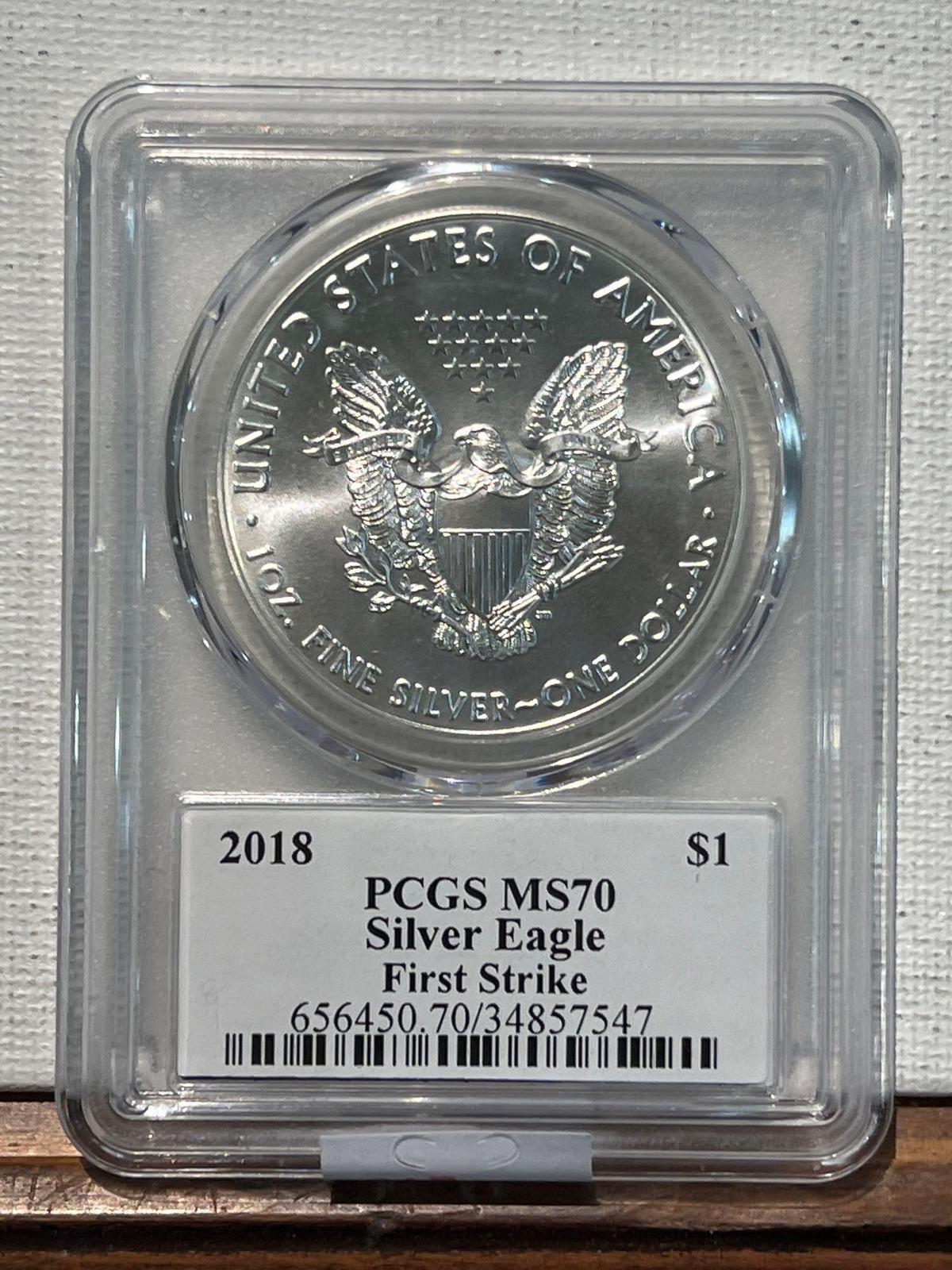 2018 Silver Eagle PCGS MS70 First Strike