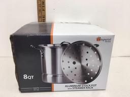 Aluminum stock pot with steamer rack 8 qt