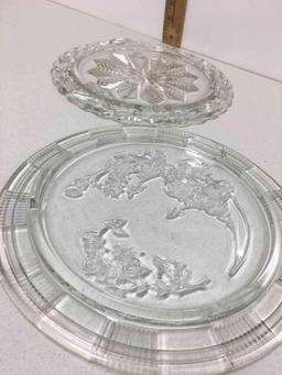 Vintage Cake Plate Footed Clear Pressed Glass Snowflake Pattern 11 ...?