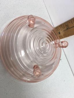 Lot of 4 Pink Depression Glass Candy Dish and bowl