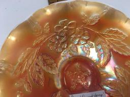 Peach Opalescent Dugan Carnival Glass Four Flowers 9?