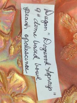 Peach Opalescent Dugan Carnival Glass Four Flowers 9?