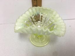 Vintage Beautiful Opalescent Pedestal Candy Dish Mint