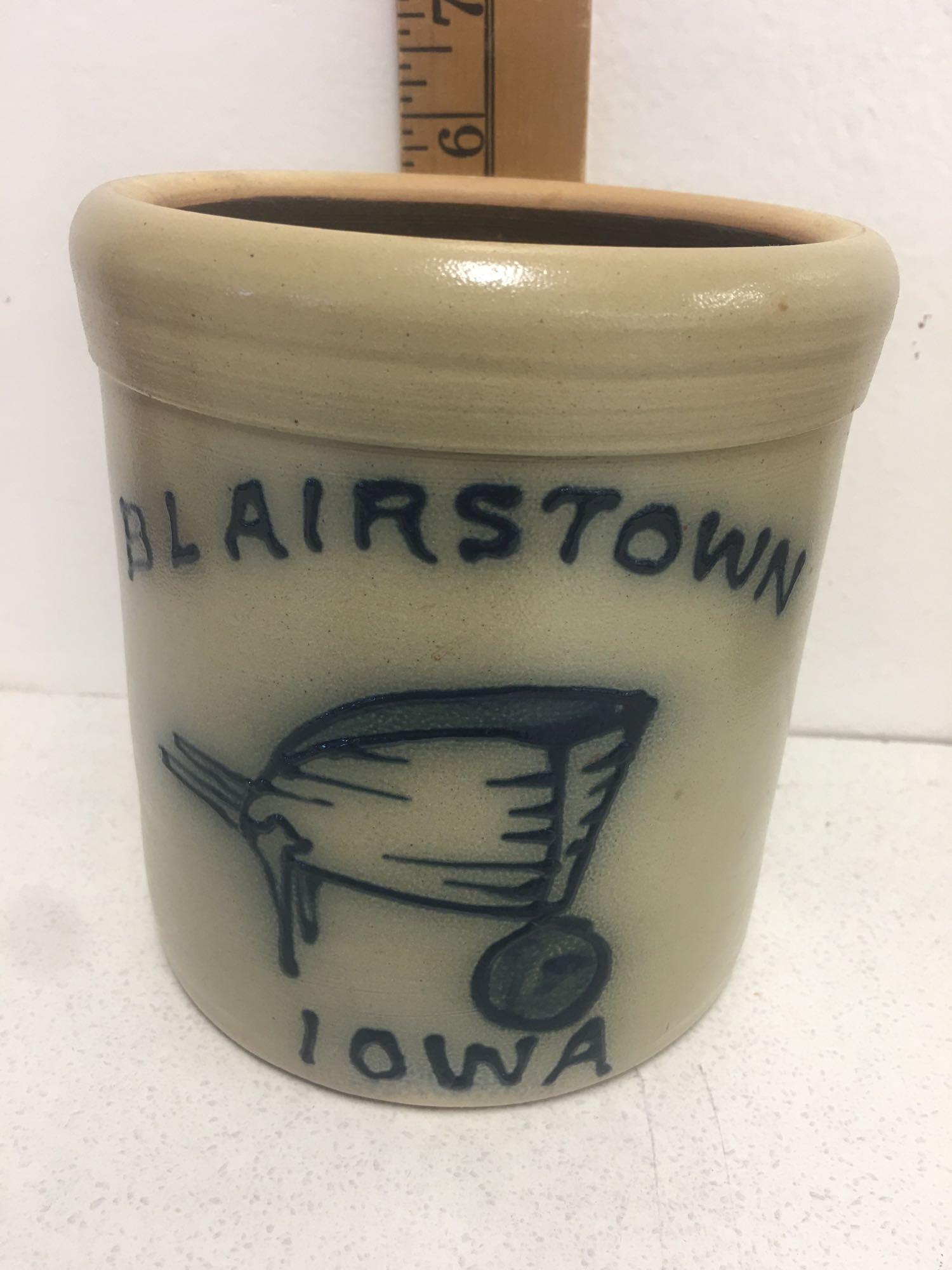 Maple City Pottery and Friendship Pottery 1 quart pitcher , ?Iowa 150 Celebrate our state 1993?