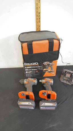 Ridgid 18V Subcompact brushless 2 Tool combo kit (tested works)