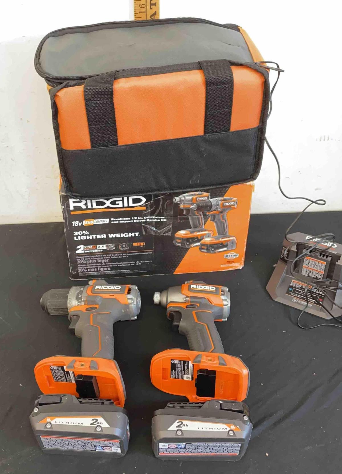 Ridgid 18V Brushless 1/2? drill/driver impact driver combo kit (tested works)