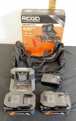 Ridgid Max output 18V 4.0Ah & 6.0Ah Max Output Starter Kit (tested/works)