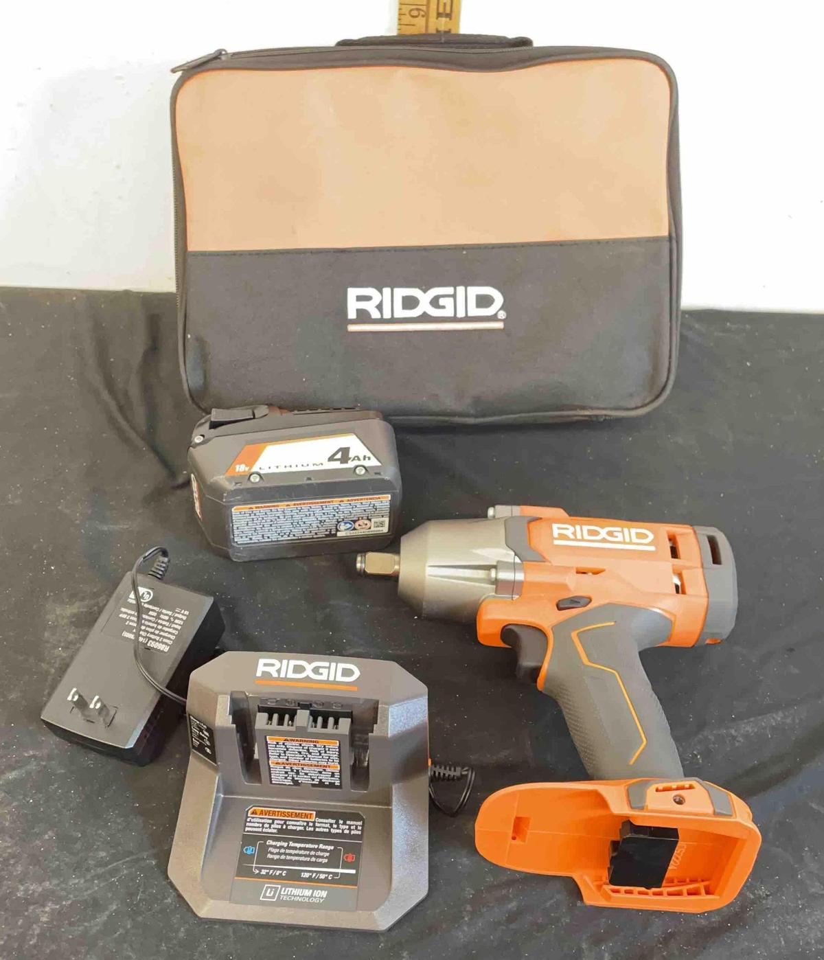 Ridgid 18V 3-speed 1/2 in. impact wrench kit (tested/works)