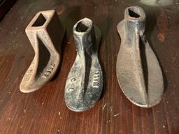 Iron shoe form cobbler primitive 2 foot forms paperweight shoe molds