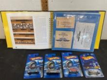 Motorsports collector's book and hot wheels