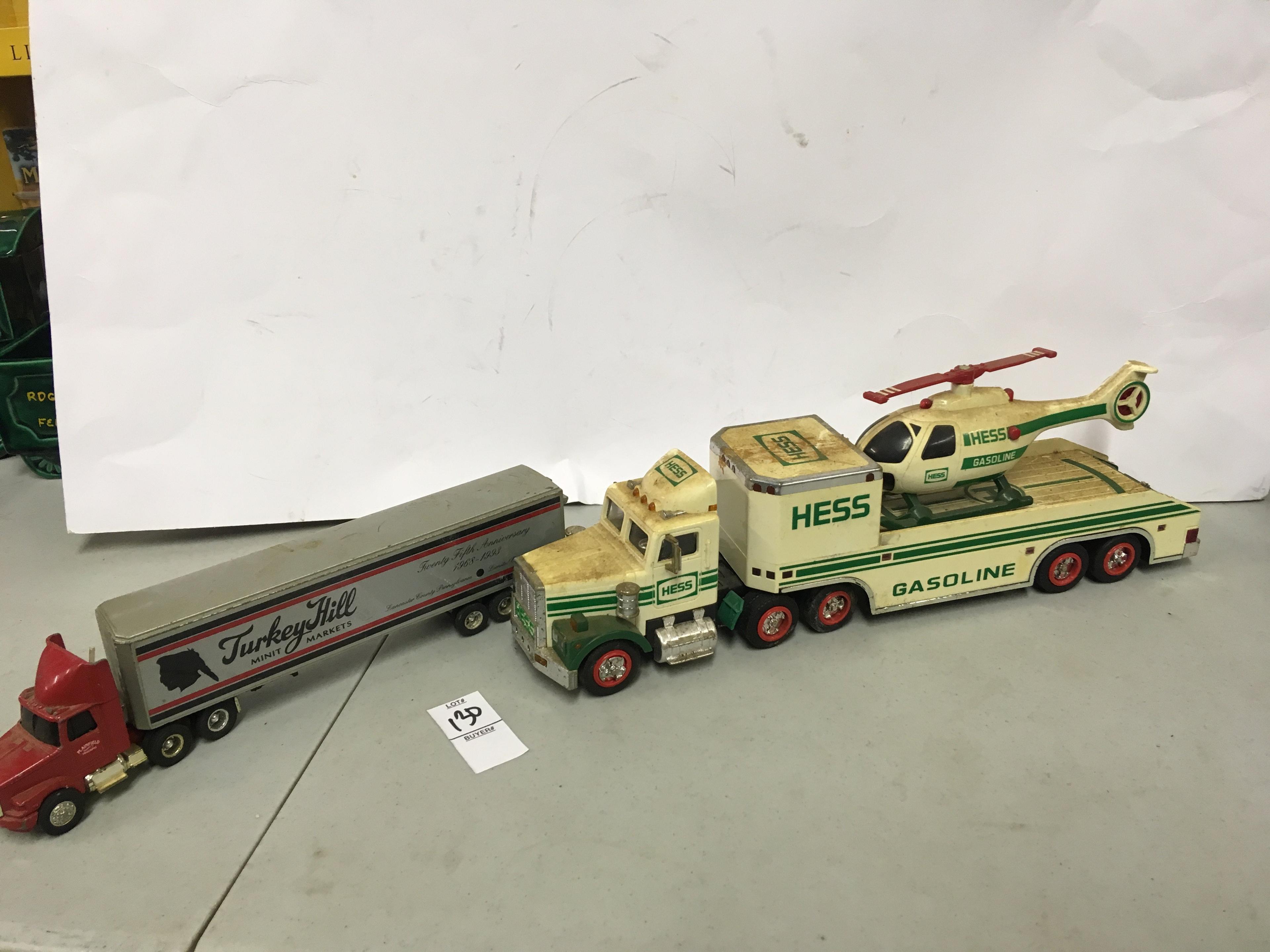 Ertl turkey hill truck and trailer and Hess truck trailer and helicopter 1995 no box