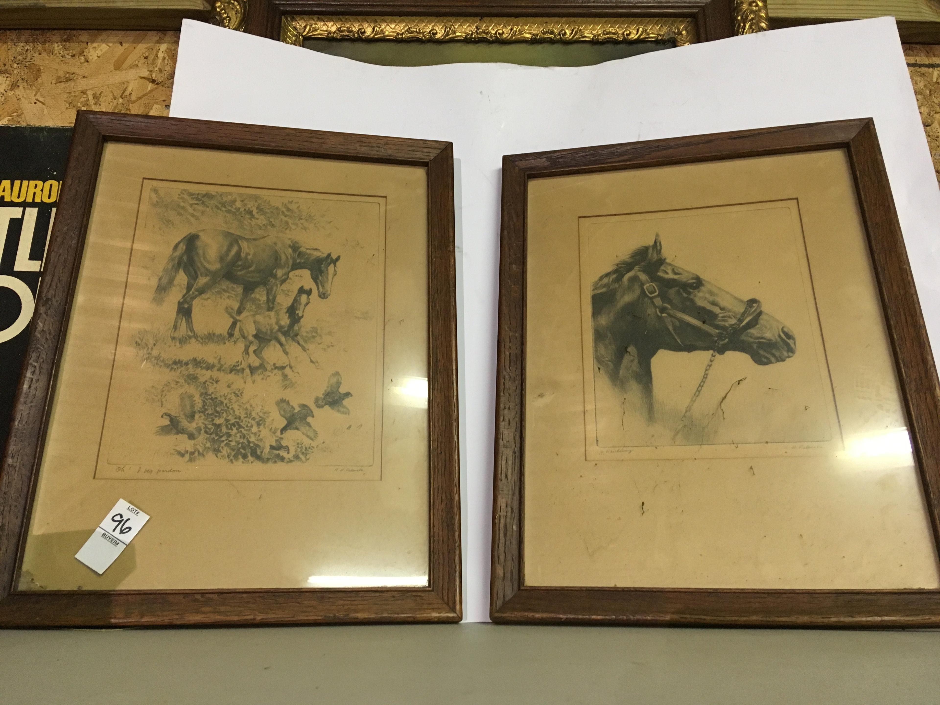 Two framed original horse prints signed by R. H. PALMAKE