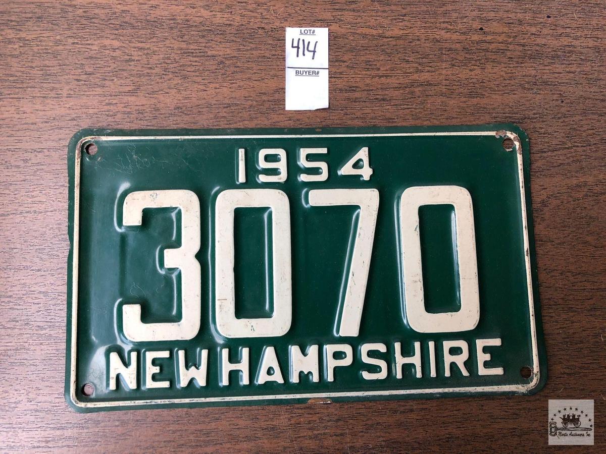 New Hampshire 1954, 4 digit license plate