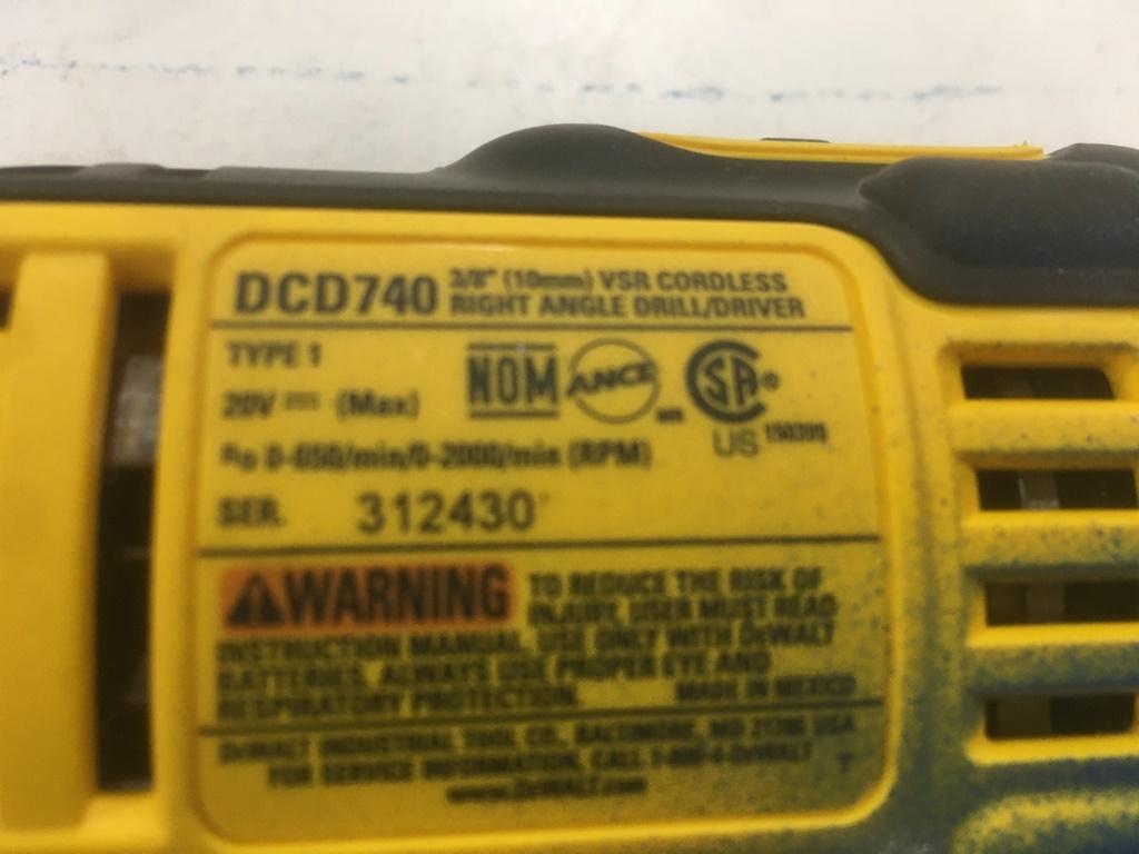 DeWalt DCD740 20V Right Angle Drill