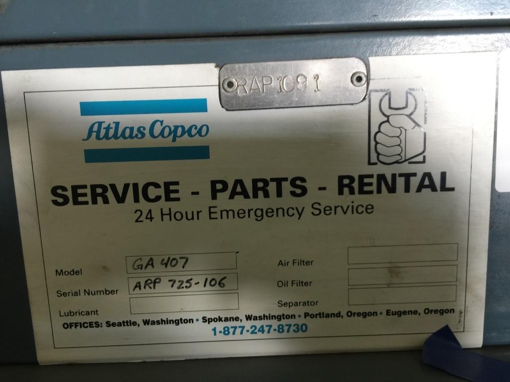 Atlas-Copco GA 407 Rotary Screw Air Compressor