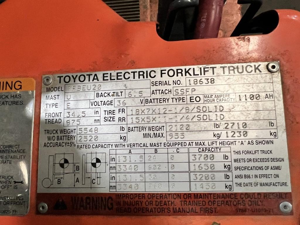 2010 Toyota 7FBEU20 Forklift