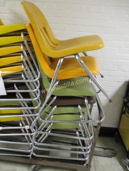 (35) Plastic & Metal Student Chairs w/ Rack.