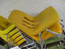 (35) Plastic & Metal Student Chairs w/ Rack.