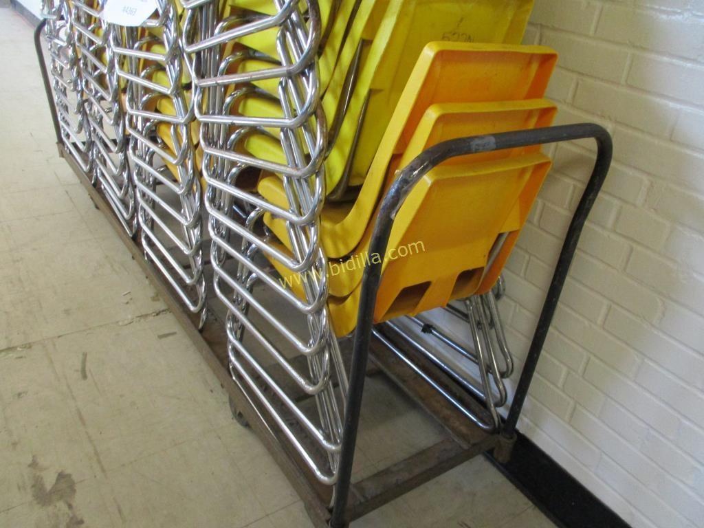 (48) Plastic & Metal Student Chairs w/ Rack.