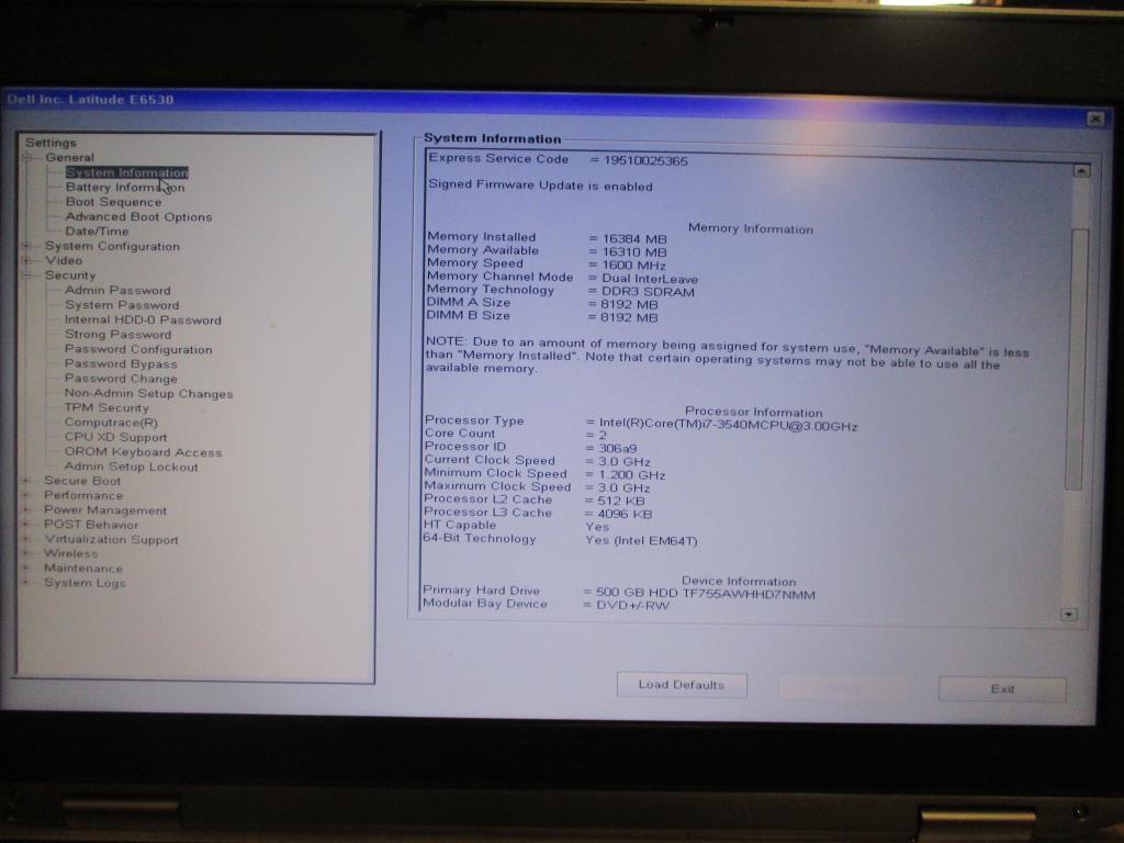 Dell Latitude E6530 laptop Computer.