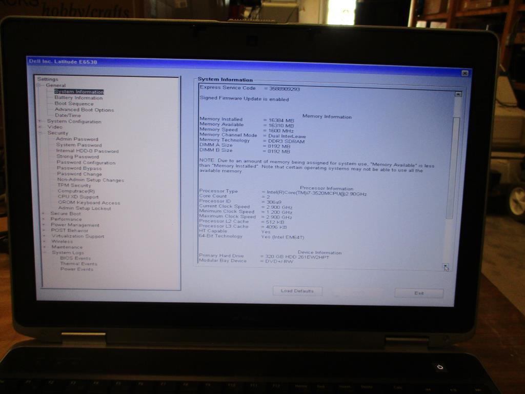 Dell Latitude D6530 Laptop Computer.