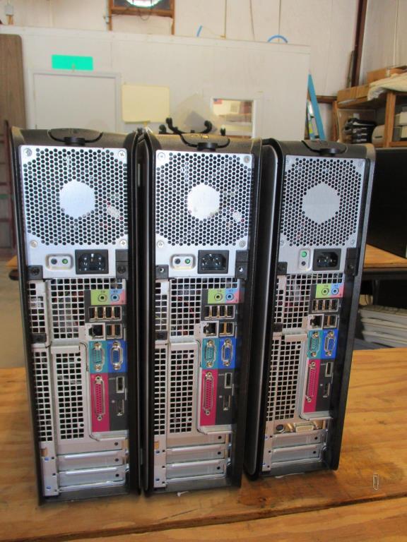 (3) Dell OptiPlex 760 Desktop Computers.