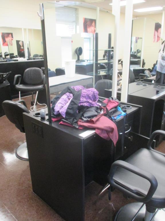 Freestanding Two-Sided Stylist Station.