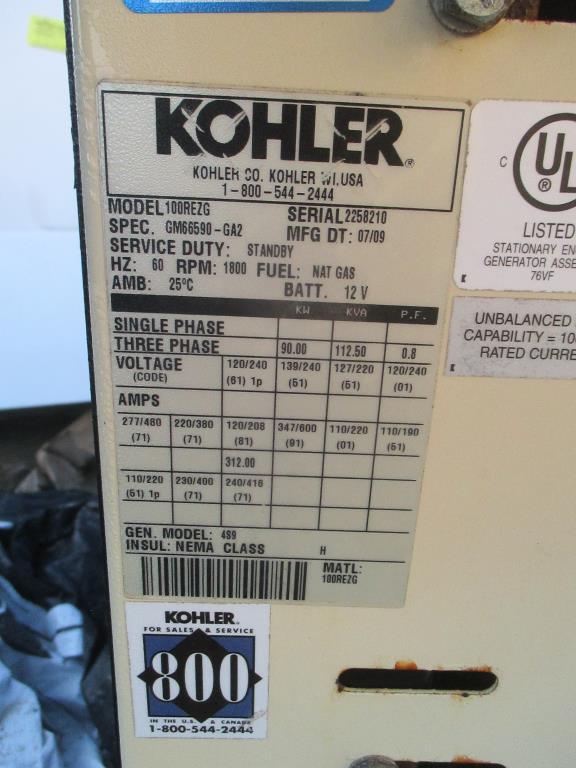 Kohler 100 Rezg Generator