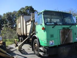 2002 Volvo WXR2 Side Load Garbage Truck.