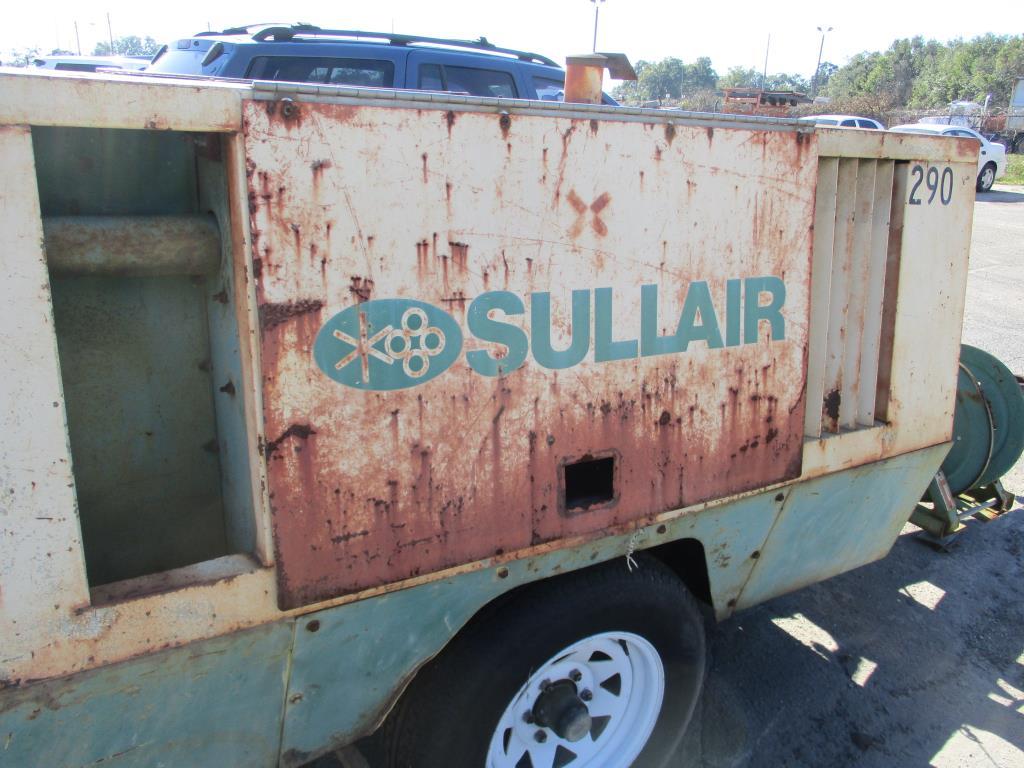 1986 Sullair Portable Air Compressor 185 DPQ 2W JD On Trailer