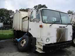 2002 Volvo WXR42 Side Loader Garbage Truck.